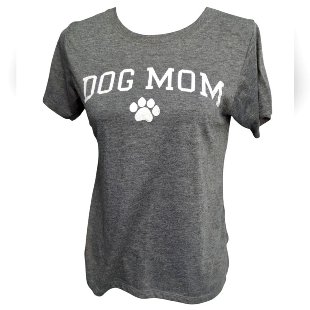 Paw Print Dog Mom GraphicT-Shirt, Gray Size Small
